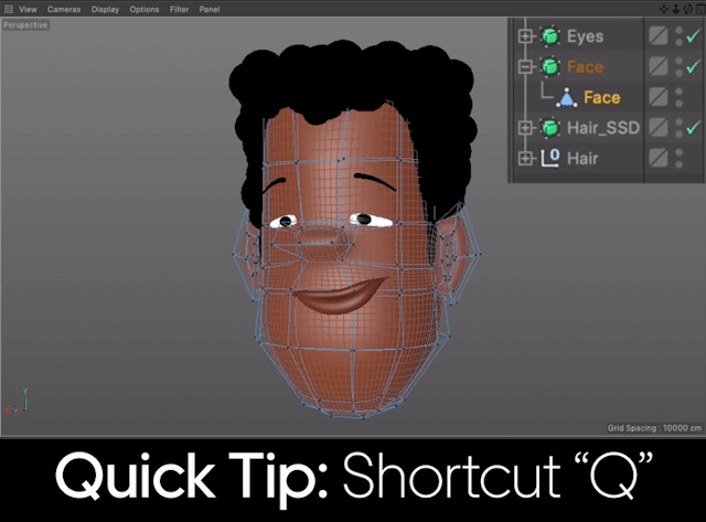 c4d subdivision surface weighting shortcut